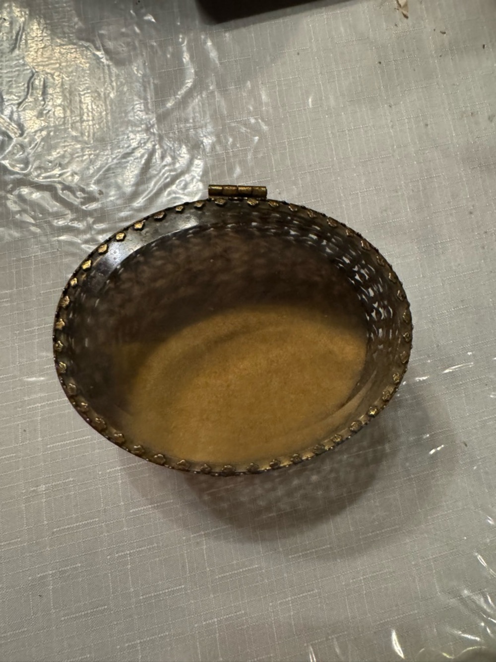 Vintage Brass Hinged Trinket Box - Gold Tone